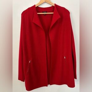 Talbots Vibrant Red Open Merino wool Sweater Jacket